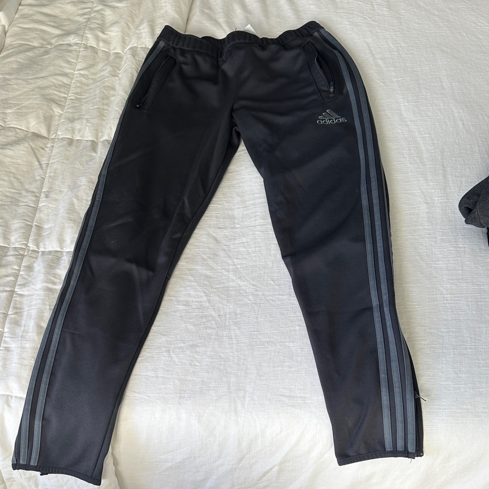 Adidas Gray Active Track Pants with Side Stripes